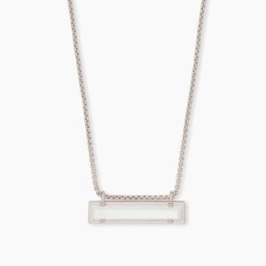 Kendra Scott Leanor Silver Necklace With White Mother Of Pearl Bar Penda…